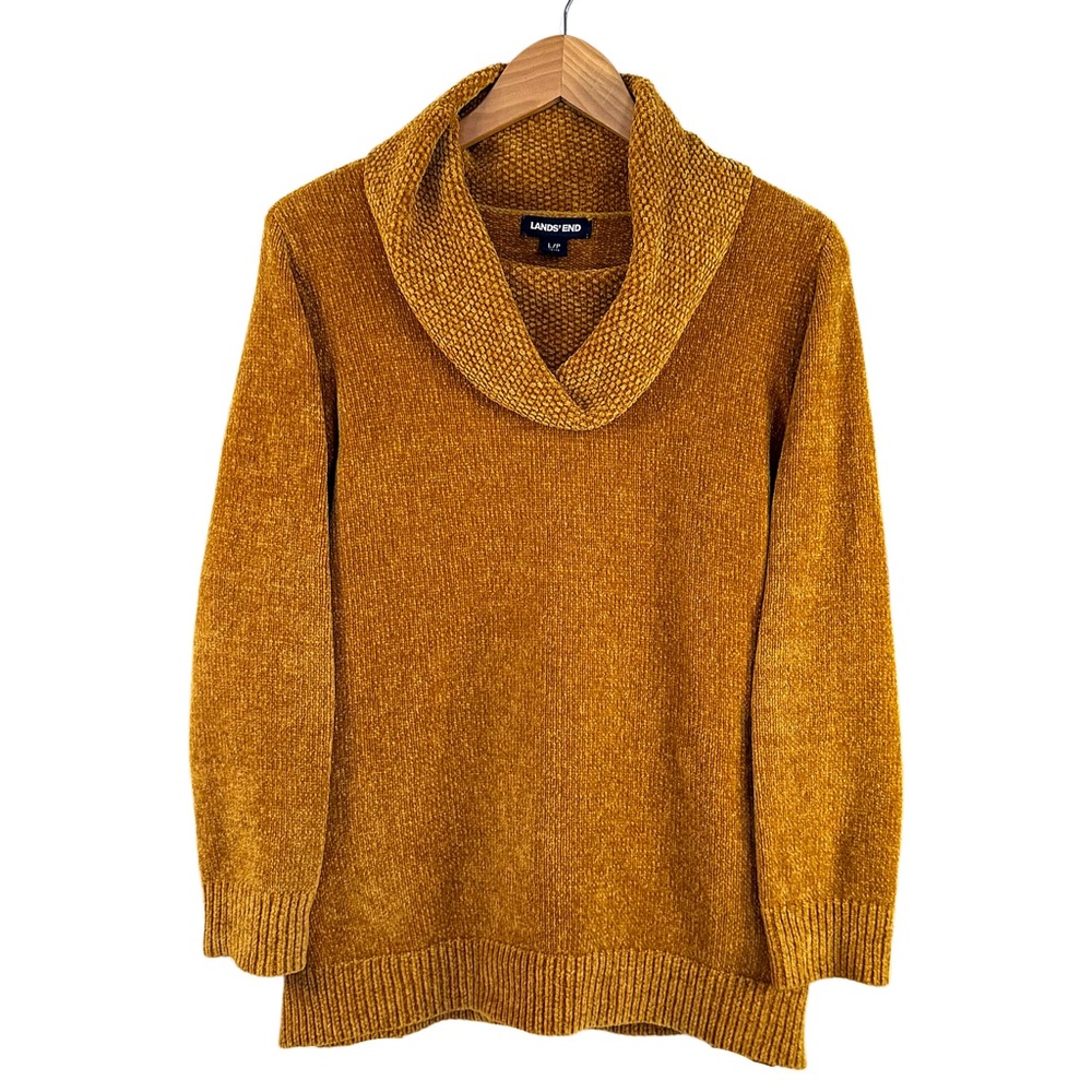Lands' End Women's SUPER SOFT Mustard / Golden Cowl Neck Sweater